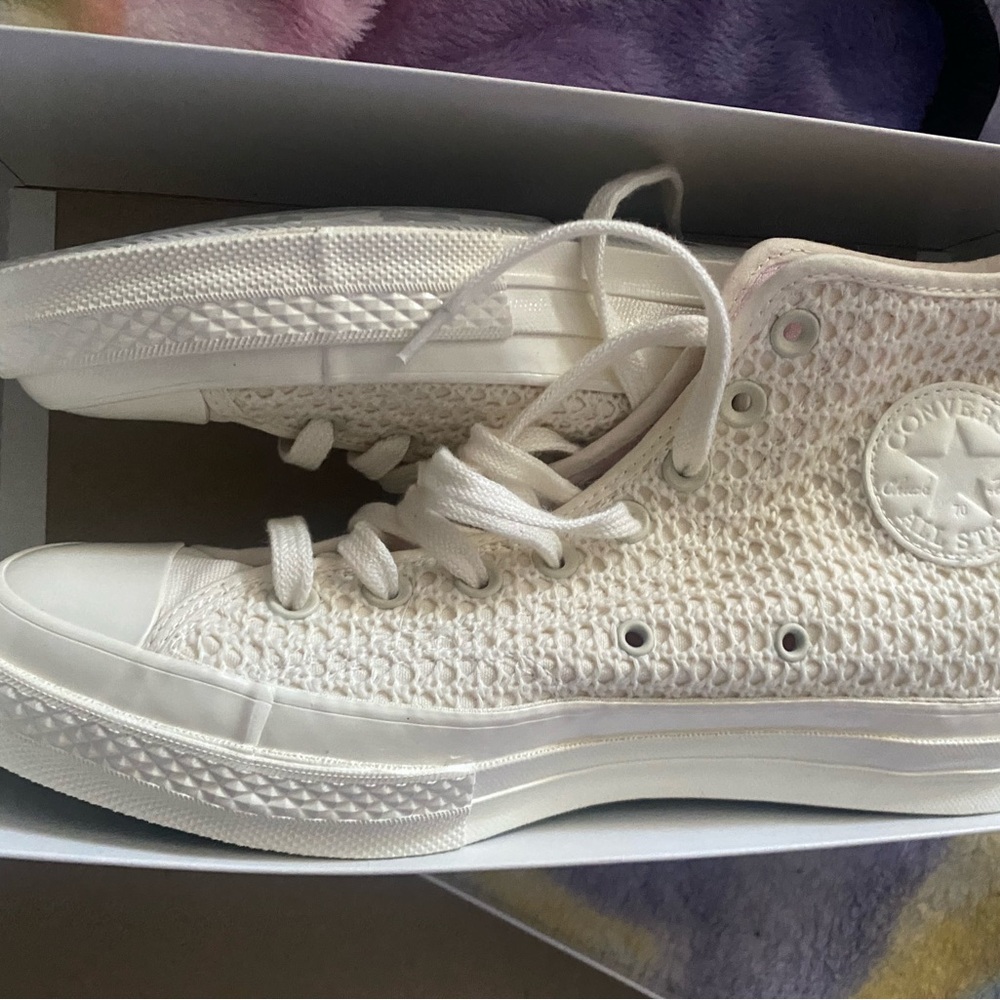 Converse White Knit High-Top Sneakers